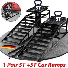 2X Heavy Duty 5 Tonne + 5 Tonne Metal Car Ramps 10 Ton Van Ramps Lifting Garage