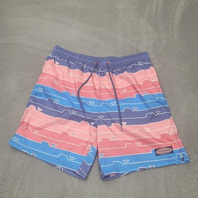 Vineyard Vines Swim Trunks Men M Pink Whale Bathing Suit Board Short Lined *Read