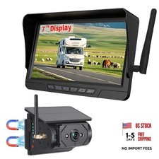 Magnetic Solar Wireless Backup Camera 7 inch Monitor DVR Looping HD 1 Camera