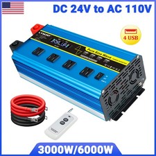 3000W 6000W Pure Sine Wave Power Inverter DC 24V To AC 110V 120V Car Converter