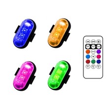 4PCS Wireless LED Strobe Lights with Remote Control,USB Charing 8 Colors Black