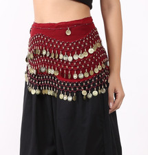 Women's Belly Dancer Belt Accessories Golden Coin 3 Row Hip Scarves Mix Lot
