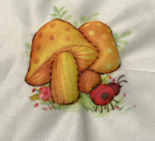 Vintage 70s Orange Puff Mushroom  Square Handmade Unframed 5”x5”