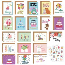 20 Happy Birthday Cards Multipack Female Male Mixed Greeting Pack with Envelopes