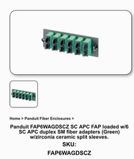 Panduit FAP6WAGDSCZ SC APC FAP loaded w/6 C APC duplex SM fiber adapters Green 