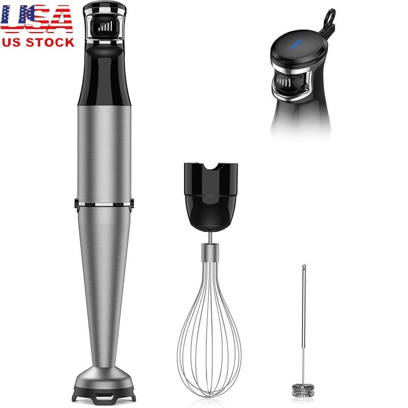 Handheld Immersion Blender 3 in 1 W/ Whisk Milk Frother Attachemnts Compact New
