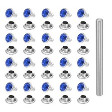 100pcs Crystal Rivets 6mm Rhinestone Stud with Tool, Silver Light Blue