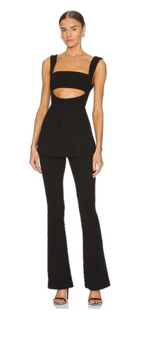 MISHA Costanza Jumpsuit Black sz US 2 -Cutout- Flare Leg -$380 Party Formal NWT