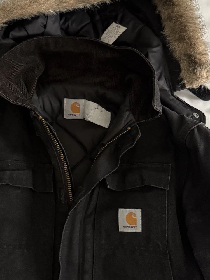 Vintage Carhartt Jacket Removable Hooded Quilted Coat Black Fur USA - Image 2 of 4