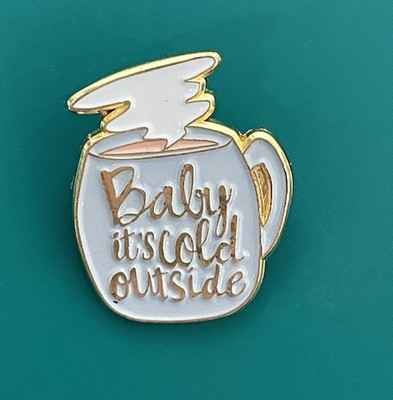 Baby It's Cold Outside Pin Gold Tone Metal & Enamel Small 1.25'' x 1''