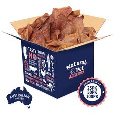 Large Pig Ears Whole - All Natural & Healthy Dog Treats, Grain Free Bulk Chews
