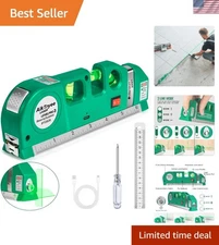 Professional Green Laser Level with 8-Foot Measuring Tape - Rechargeable Design