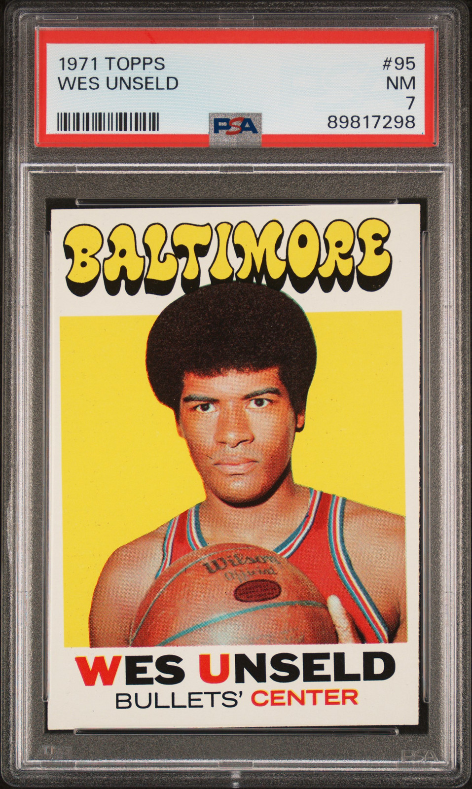 1971 TOPPS #95 WES UNSELD PSA 7