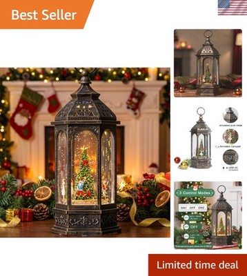 Animated Christmas Snow Globe Lantern with Nutcracker Ballet Decor，Lighted Sw...