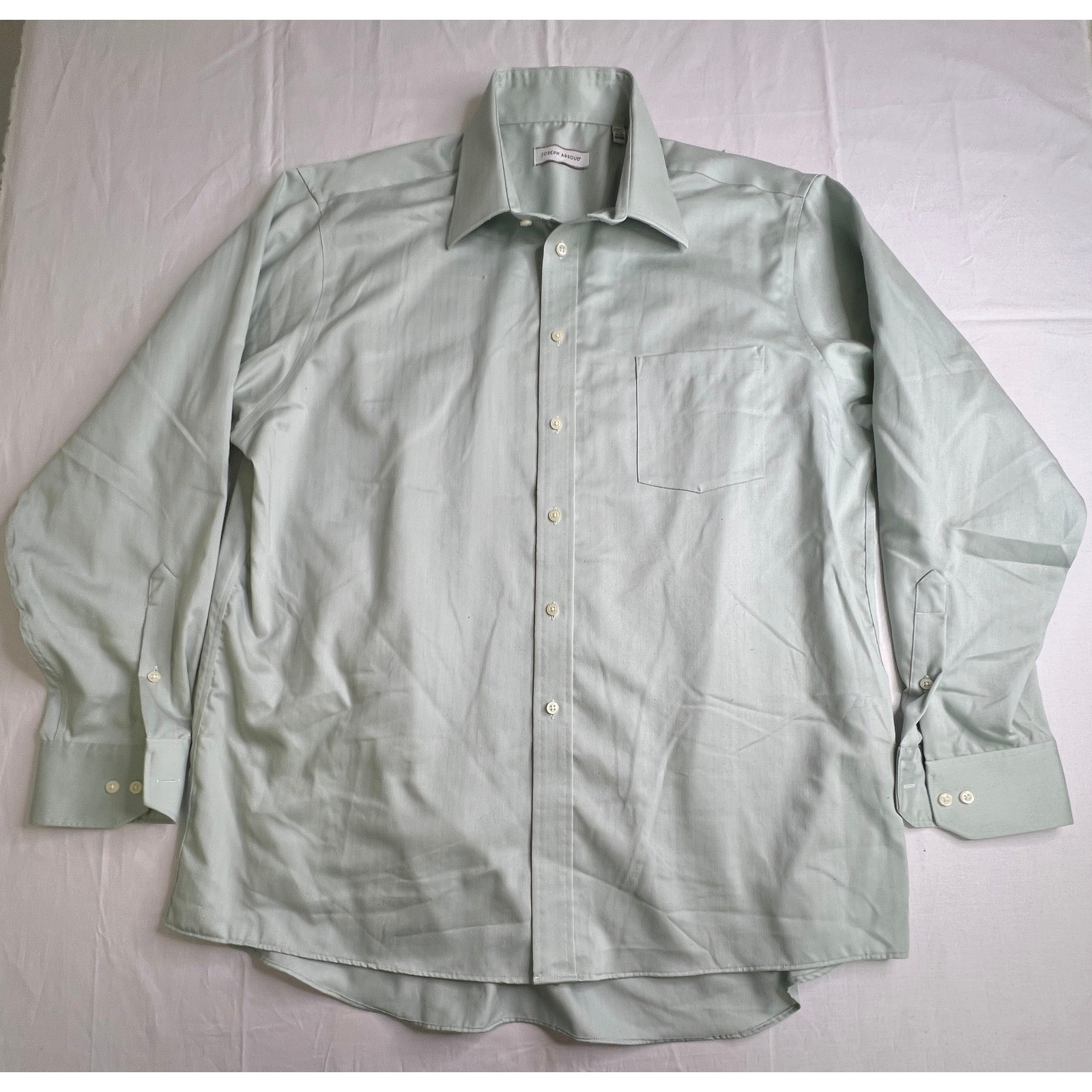 Joseph Abboud Mens Dress Shirt 17 1/2 34/35 Non Iron Light Green Long Sleeve