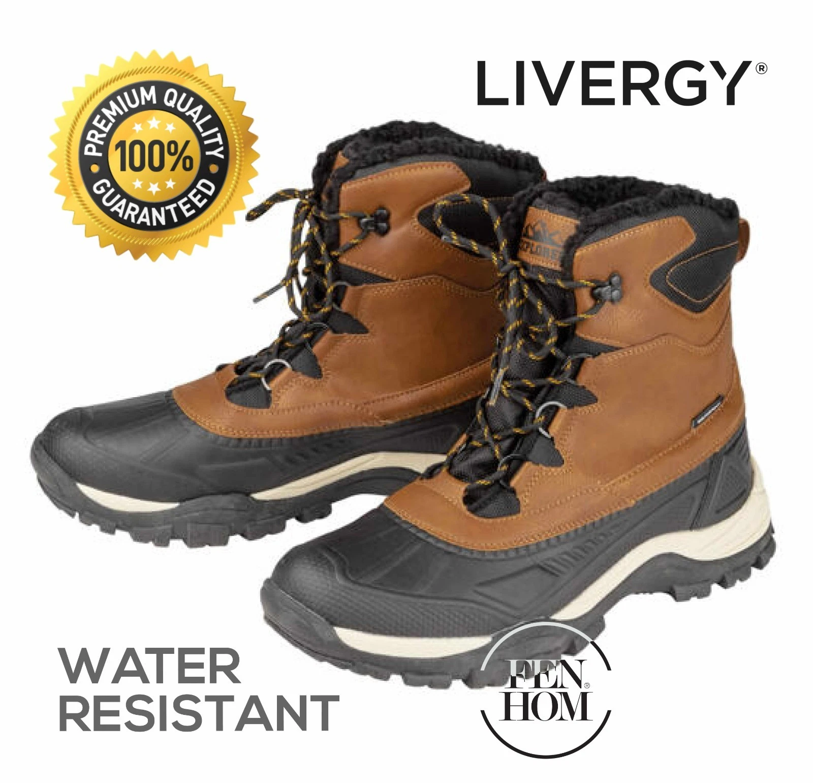 Winter Snow Boots Thermal Fishing Hiking Skiing Waterproof Shoes Tan - Livergy