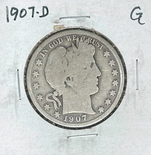 1907-D BARBER SILVER HALF DOLLAR  ~ GOOD ~ NICE COIN ~ 90% SILVER