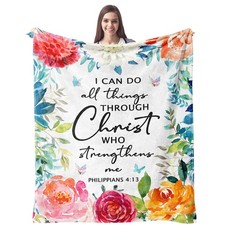 CUJUYO Christian Gifts for Women Blanket 60"x50", - White 