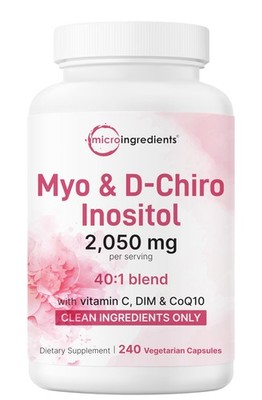 Myo-Inositol & D-Chiro Inositol 2,050mg | 240 Veggie Capsules + Vitamin C, Fo...