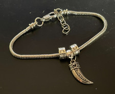 Bracciale snake con ciondolo corno portafortuna da uomo donna braccialetto