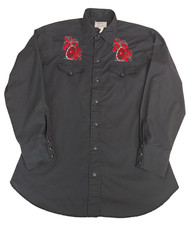 H Bar C Western Shirt Pearl Snap Size 16 Large Vintage Wheeler Made in USA