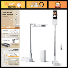 Adjustable Overhead Phone Stand with Light, 360  Rotation, Portable Selfie Mount