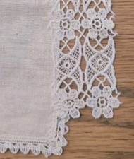 c1900 Antique Linen Dresser Scarf w Lace Ends...