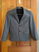 CALVIN KLEIN Boys Kids Gray Sport Coat Suit Blazer and Pants Sz 8