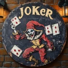 2D Flat Vintage Poker Joker Aluminum Wall Tin Metal Signs Home Décor Distressed