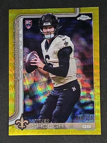 2025 Topps Chrome - Rookies Tyler Shough #398 Yellow Wave Refractor /275 (RC)