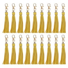 18pcs PU Leather Keychain Tassels 5.9" Key Chain Tassels Yellow