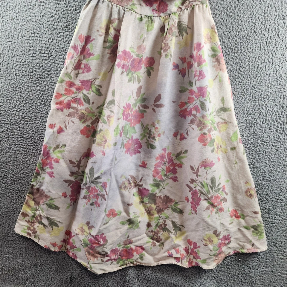 Vestido Shoshanna Zarah Midi Mezcla de Lino Para Mujer 6 Rosa Multi Espalda Cierre de Cremallera S/S Foto 3 de 4