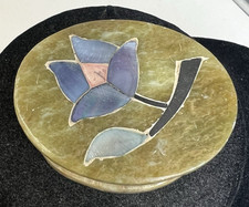 Marble Soapstone Trinket Box Mother of Pearl ...