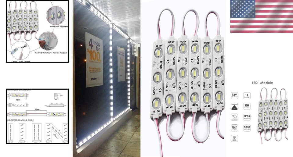 Waterproof LED Module Lights 200pcs 99Ft 5730 SMD White - Image 2 of 4