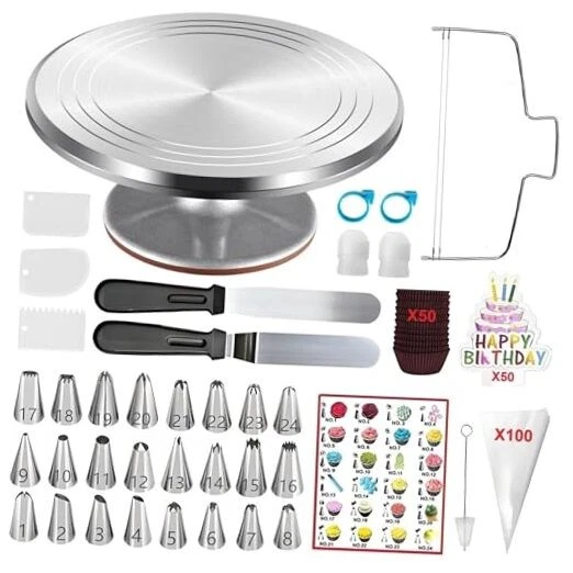 ANSLYQA Cake Decorating Kit, 237 Pcs with Aluminium Cake Turntable, Leveler,
Opens in a new window o