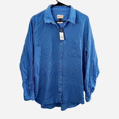 Universal Thread Women's Blue Button Front Top Size XL Long Sleeve Collared NWT