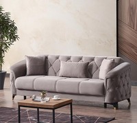 Design Wohnzimmer Luxus Sofa 3 Sitzer Chesterfield Sofa Beige Textil Modern