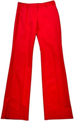 Express Womens Editor Flared Dress Pants Flat Front Size 4L Red