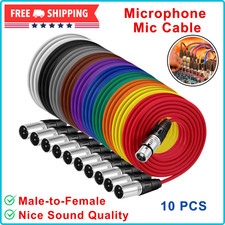 XLR 6 ft Mixed Color Cables 3 Pins Balanced Rainbow Microphone Mic Cable 10 Pack