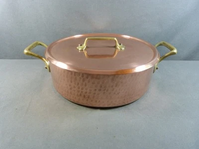 Marmite YG Villedieu en cuivre étamé, Rondeau, Faitout Neuve Ø 25 cm - Photo 1/4