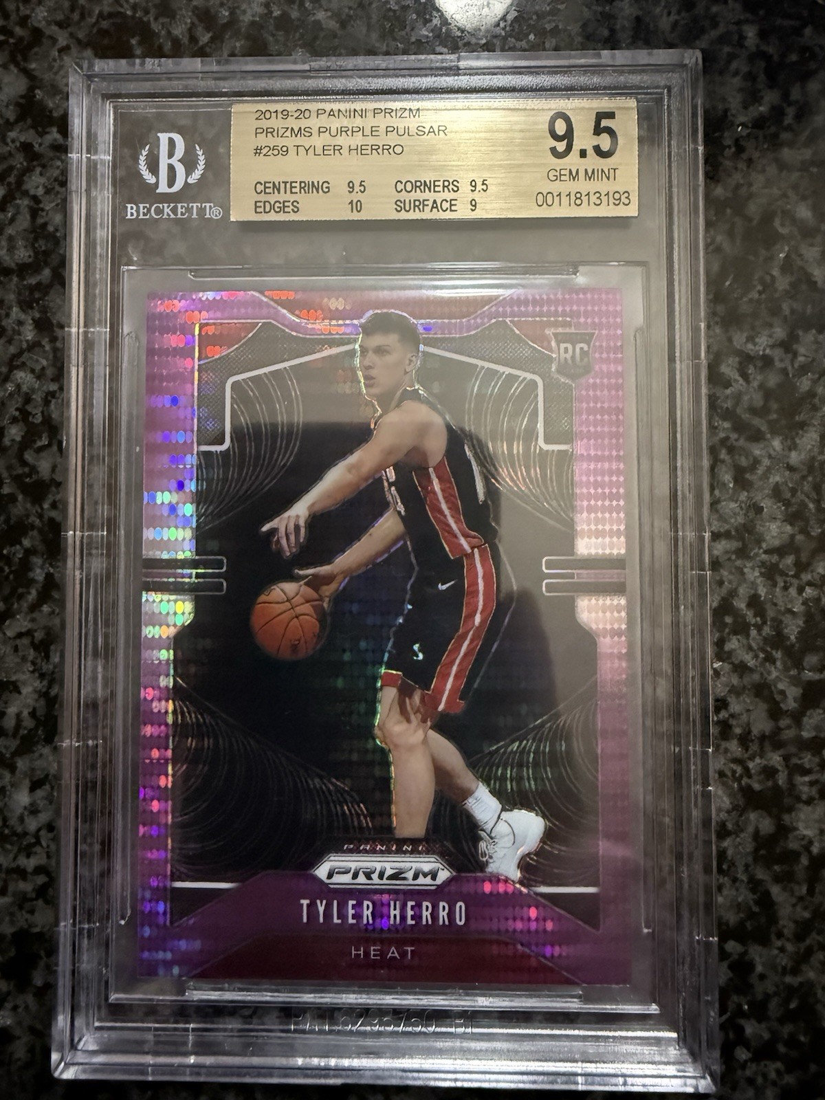 TYLER HERRO 2019-20 Panini Prizm Purple Pulsar #259 RC #/35 Miami Heat BGS 9.5