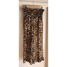Show Me Your Mumu Smocked Leopard Print Wide Leg Pants S/M USA Made