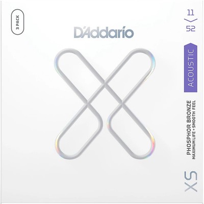 D'Addario XS 8020 Bronze Coated Acoustic Guitar Strings 3Pack 11  52