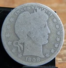 1908 O US Barber SILVER Quarter "New Orleans" Mint! Old US Coin!