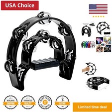 Tambourine Double Row Metal Jingles Hand Held Percussion Half-Moon Tambourine...