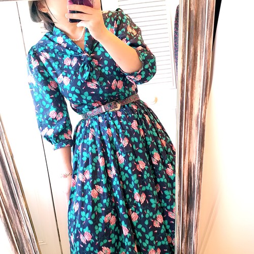 vintage 80S laura ashley green floral 