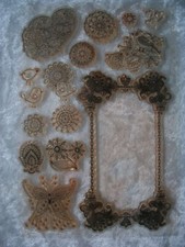 15 clear ink stamps frame, birds, pattern, hearts