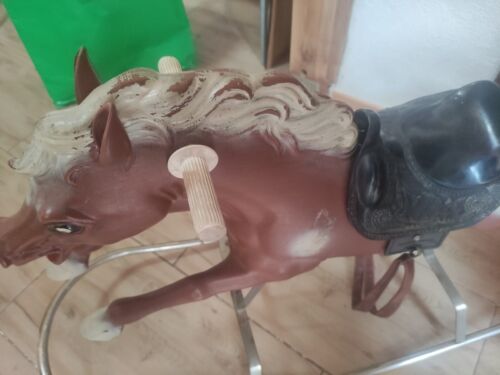 CAVALLO / CAVALLUCCIO A DONDOLO con base in metallo - VINTAGE giocattolo 100x60 - Foto 3 di 11
