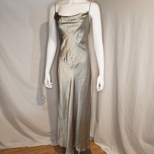 Victoria's Secret Silk Slip Gown Maxi Dress Cowl Neck Medium Silver Gray