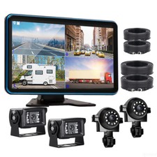 9" QUAD SPLIT MONITOR BT USB MP5 REAR VIEW BACKUP CAMERA DVR SYSTEM FOR TRUCK RV